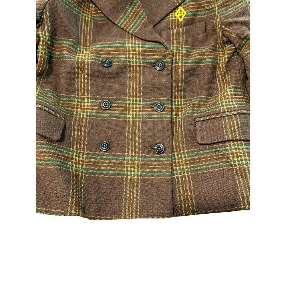 The Animals Observatory Plaid Double-Breasted Blazer Jacket Size 4 New